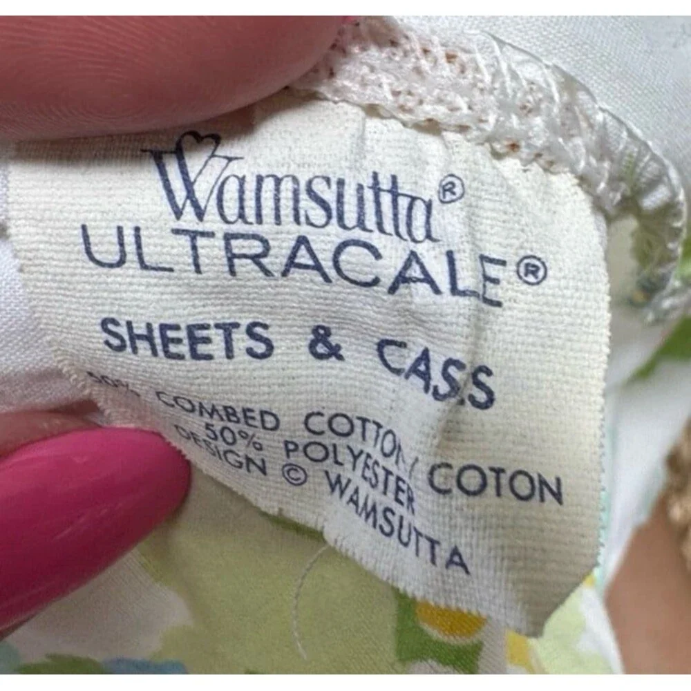 VTG 80s Ultracale Wamsutta Floral Garden Queen Flat Fitted Sheet Country Flowers
